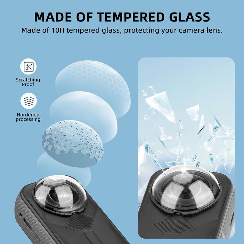 Flymile Insta 360 X5 Utility Cage/Carrying Case (Frame + Lens Cap) Lens Guard/2 Pack Screen Protector Accessories Kit, Tempered Film Glass Metal Cover Portable Bag for Insta360 X5 Protective Bundle - Image 5